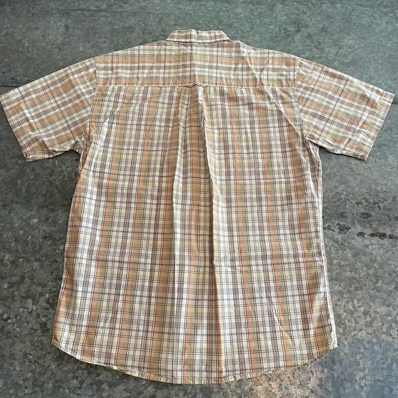 Vintage Pendleton Short Sleeve Plaid Shirt Mens Medium Tan Brown Green Neutral - Picture 8 of 12